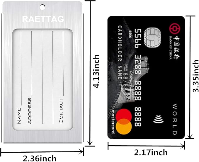 Luggage Tags Metal Suitcase Tags Travel Bag ID Identifier Luggage Tag (Silver 2-Pack)
