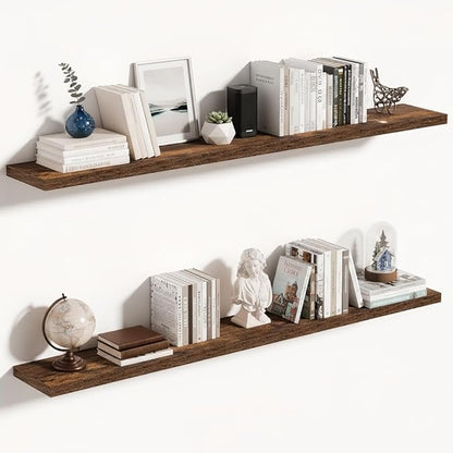 Vivelove 10 Inch Deep Floating Shelves 55 inch Long, 55 x 10 Wide Wall Shelves with Invisible Brackets, for Bedroom Bathroom 