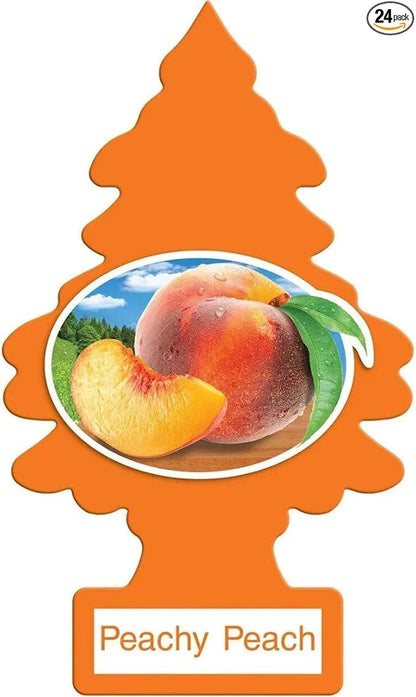 LITTLE TREES Car Air Freshener | Hanging Paper Tree for Home or Car | Peachy Peach Scent | 24 Pack