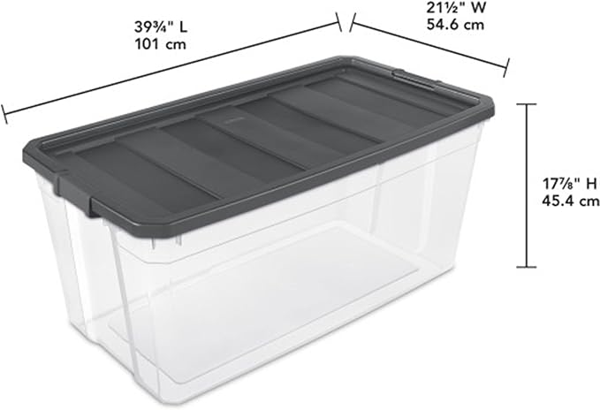 Sterilite 12-Pack Modular Stacker Box, Durable Clear Plastic Storage Bins with Latching Lids, 200 Quart - Stackable Organizin