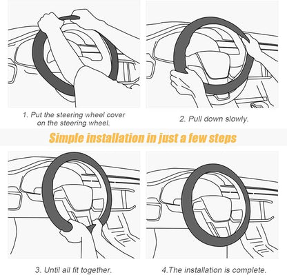 Universal Steering Wheel Cover - Microfiber Leather, 15 Inch, Anti-Slip, Breathable, Odorless Car Steering Wheel Protector, S