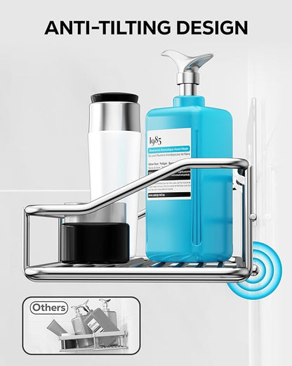Nieifi Shower Caddy Shelf with Hooks Storage Rack Organizer Adhesive Stainless Steel without Drilling for Bathroom, Lavatory,