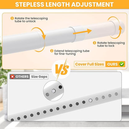 Closet Rods for Hanging Clothes, 17-39 Inch No-Cut Stepless Adjustable Closet Rod, 1.3 Inch Heavy Duty Metal Closet Hanging R