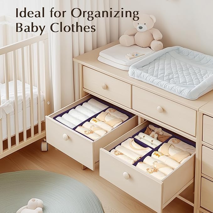 DIMJ Drawer Organizers Clothes, Set of 16 Dresser Organizer Bins, Fabric Closet Organizers and Storage, Shallow Drawer Divide