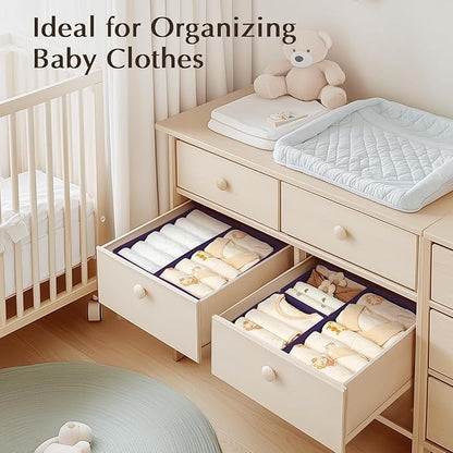 DIMJ Drawer Organizers Clothes, Set of 16 Dresser Organizer Bins, Fabric Closet Organizers and Storage, Shallow Drawer Divide