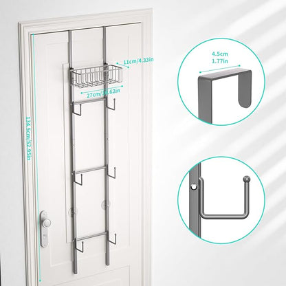 HapiRm Over Door Hat Rack - 2 Packs Wall Mounted Hat Holder with 6 Hooks and Metal Basket Design, Baseball Cap Organizer Stor