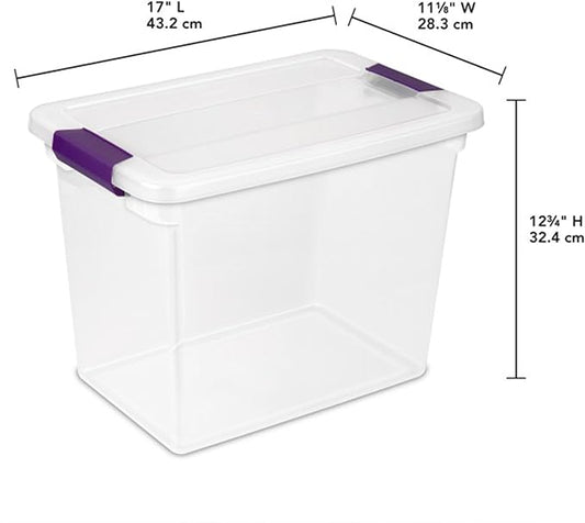 Sterilite 24-Pack 27 Quart ClearView Latch Box, Stackable Organizer Bins with Latching Lids - Clear Plastic Organization Cont