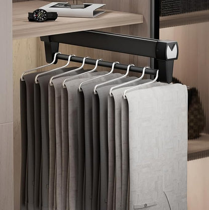 Adjustable Double-Rail Pull Out Clothes Hanger Rod with Thick Steel - Wardrobe Clothing Rail Hanger Rack Bar for Pants and Cl