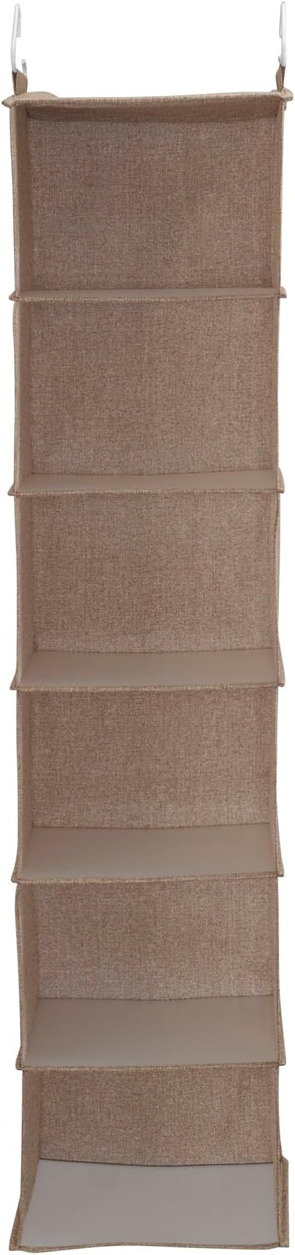 Household Essentials 6 Shelf Hanging Closet Organizer, Hanging Closet Shelf, Fabric Poly Linen and PEVA Shelving