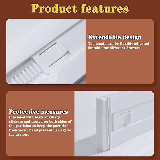 12 Pack Drawer Dividers for Clothes, 3.15" High 11.34"-19.69" Adjustable Expandable Dresser Drawer Organizer, Clear Plastic S
