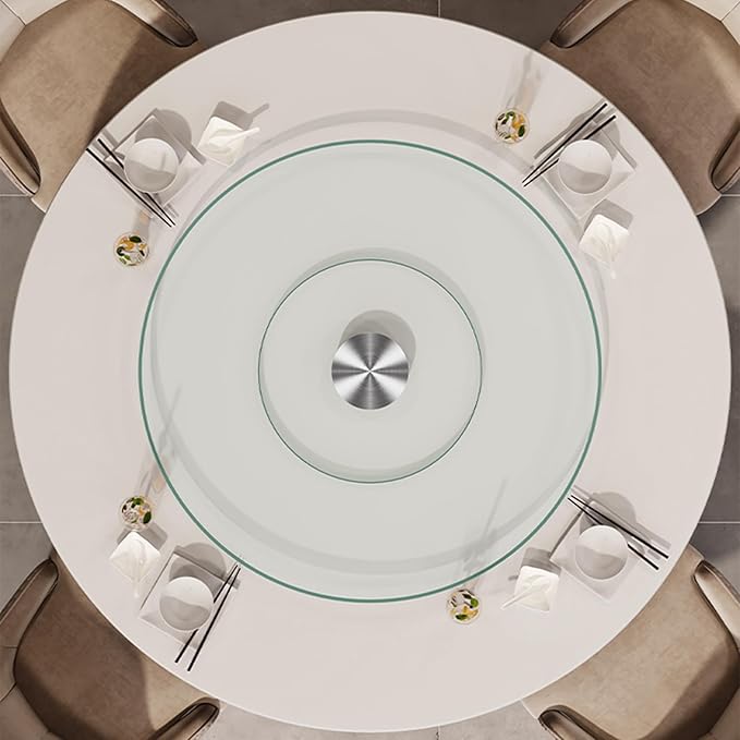 Lazy Susan 30.7 inch Glass Turntable Dining Table Large Round Serving Plate Tabletop Rotating Tray with Swivel Assist System 