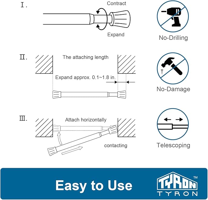 TYRON 6Pcs Spring Tension Curtain Rods for Windows 28 to 48 Inch, Bronze Adjustable Extendable Small Tension Rod No Drill, Ro