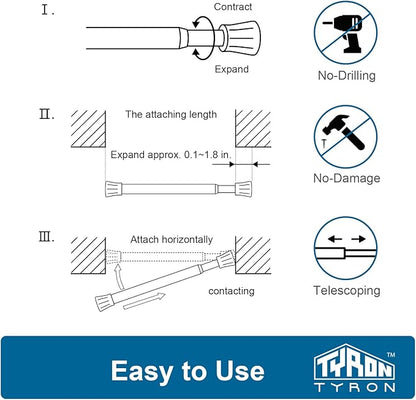TYRON 6Pcs Spring Tension Curtain Rods for Windows 28 to 48 Inch, Bronze Adjustable Extendable Small Tension Rod No Drill, Ro