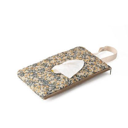 Quilted Baby Wipe Holder Quilted Wipe Pouch Portable Hanging Floral Wet Wipes Bag for Car, Stroller