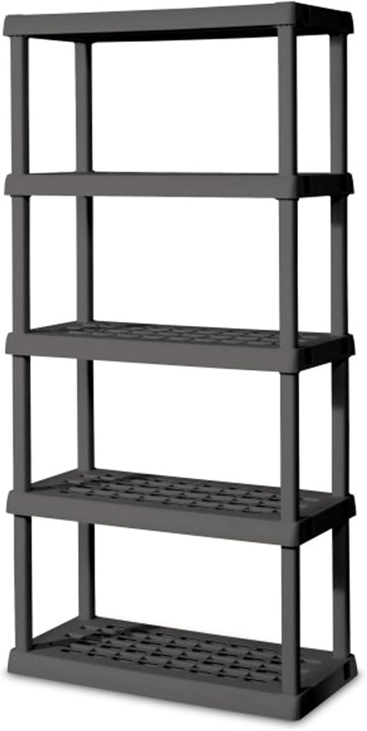 Sterilite 4-Pack 5 Shelf Unit, Heavy-Duty Shelving Storage Rack for Home and Garage, Gray - Multipurpose Plastic Organizer Sh