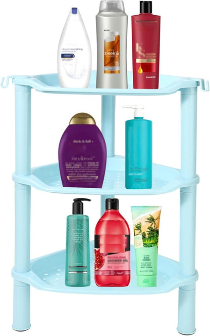 3 Tier Shower Caddy Organizer Shelf Corner, 13.5 x 10 x 26 Inches, Rustproof, Plastic Shower Rack Stands for Inside Bathroom,
