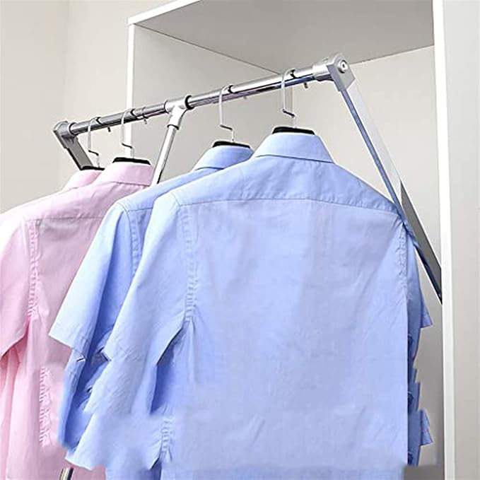 Metal Wardrobe Lifting Rod Width Adjustable - Pull-Down Wardrobe Clothes Rail, Extendable Pull Out Closet Rod, Wardrobe Cloth