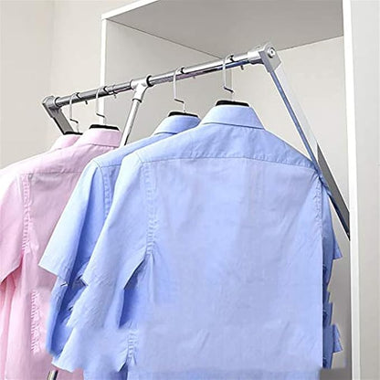 Metal Wardrobe Lifting Rod Width Adjustable - Pull-Down Wardrobe Clothes Rail, Extendable Pull Out Closet Rod, Wardrobe Cloth