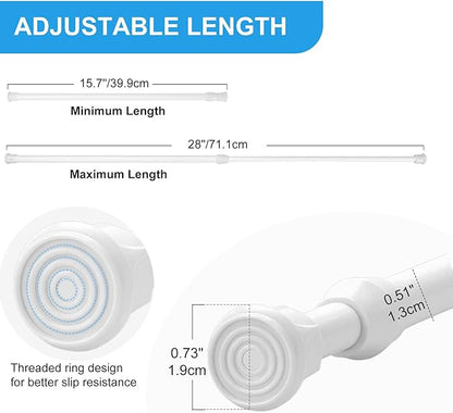 4 Pack Tension Curtain Rod 15.7-28 Inch, Small Short Adjustable Extendable Spring Loaded Rods for Windows Cabinet Blinds Clos