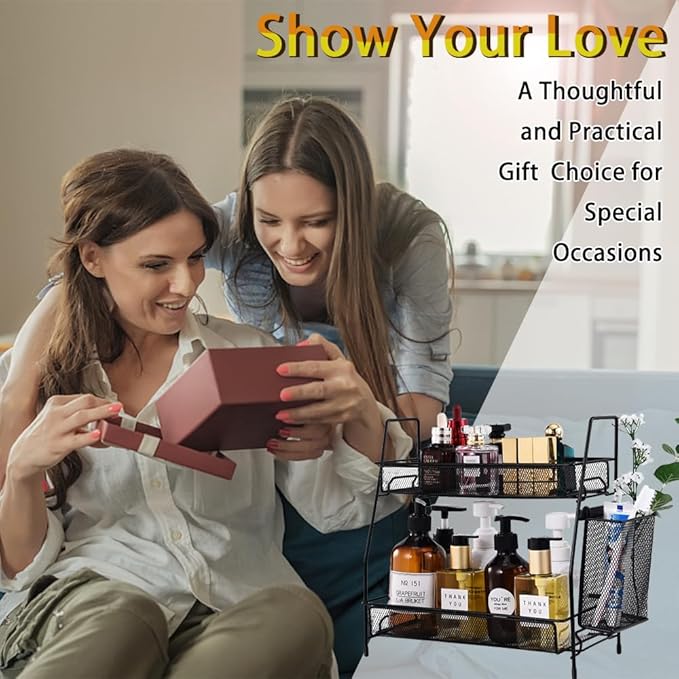 LEMIKKLE 2-Tier Bathroom Countertop Organizer,Skincare, Makeup Countertop Organizers, Kitchen, Bathroom Counter Storage with 