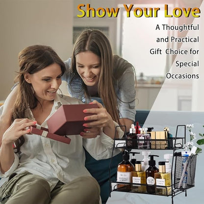 LEMIKKLE 2-Tier Bathroom Countertop Organizer,Skincare, Makeup Countertop Organizers, Kitchen, Bathroom Counter Storage with 