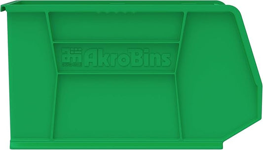 Akro-Mils 30260 AkroBins Plastic Storage Bins, Space-Saving Stackable Bins for Garage, Pantry, Craft Organization, 18" x 11" 