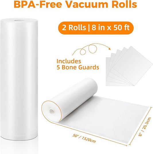 Wevac Vacuum Sealer Bags 11x50 Rolls 2 pack for Food Saver, Seal a Meal, Weston. Commercial Grade, BPA Free, Heavy Duty, Grea