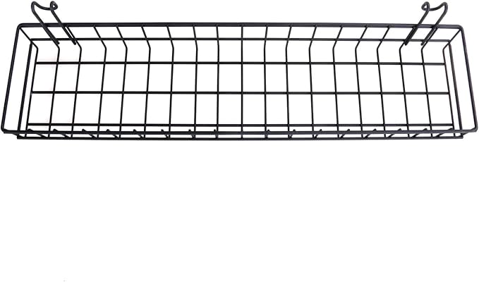 Kaforise Hanging Basket for Wire Wall Grid Panel, Multi-Function Wall Storage and Display Basket, Medium Size, Black Painted