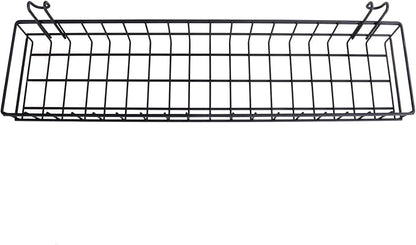Kaforise Hanging Basket for Wire Wall Grid Panel, Multi-Function Wall Storage and Display Basket, Medium Size, Black Painted