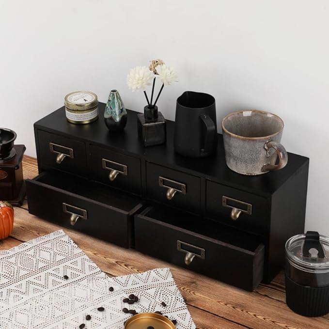 Apothecary Drawers Wooden Storage Box Vintage Wooden Drawers Wood Desktop Organizer Countertop Storage Box Library Card Catal