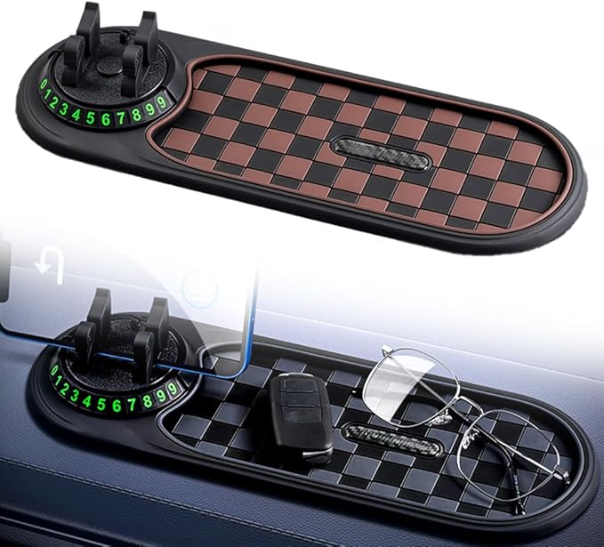 Multifunction Car Anti-Slip Mat, Car Anti Slip Mat Phone Holder for Dashboard, Dash Pad with Temporary Parking Numbe for Phon