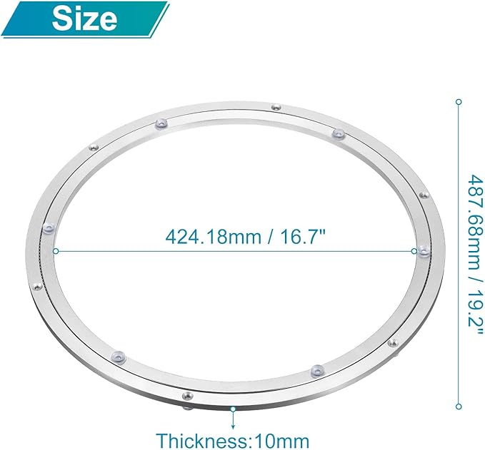 MECCANIXITY Aluminum Lazy Susan 20 Inch Turntable Ring Large Bearing Metal Rotating Turntable Bearings Swivel Plate Hardware 