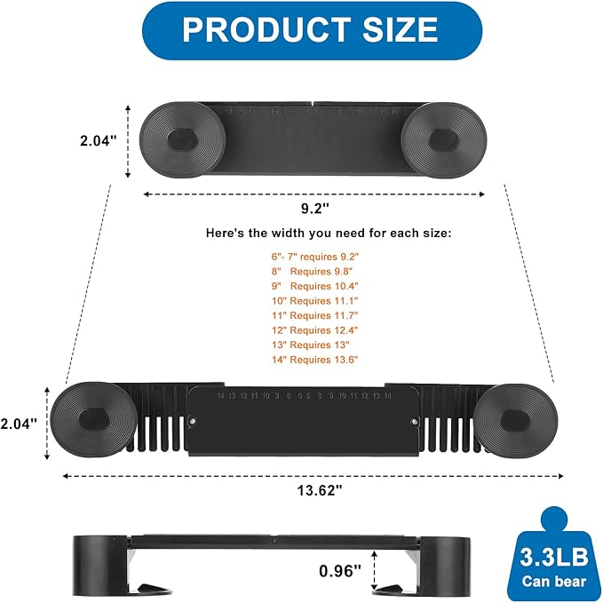 YONGAIJIA New Upgrade 4 Pack Adjustable Pot Lid Holder, Lid Organizer Fits 6" to 14" Lids, with Screw Hole Position and Sticky Wall Mounted Lid Storage Kitchen Cabinets, Cabinet Doors (Black)