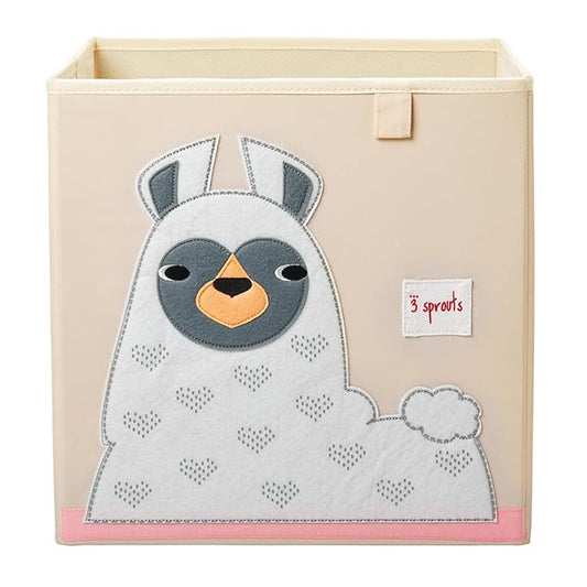3 Sprouts Toy Storage Organizer: Toy Box Cube Organizer for Playroom, Nursery - Foldable Storage Bin - Llama