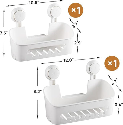 LEVERLOC Shower Caddy Suction Cup, Shower Organizer Removable Bathroom Shelf, Storage Suction Powerful Max Hold 22lbs Bathroo