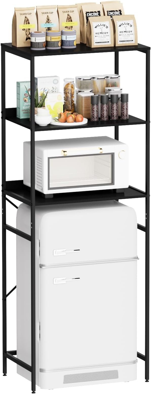Mini Fridge Shelf Mini Fridge and Microwave Stand Over Mini Fridge Storage Rack 3 Tier Microwave and Fridge Stand Suitable fo