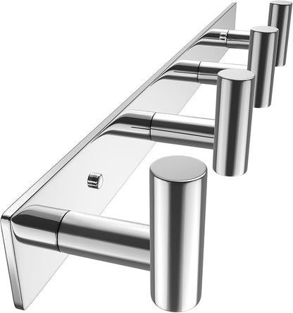 VAEHOLD Hat and Coat Wall Mount Rack - Hooks for Robes, Bags, Keys, and Towels - Bathroom Towel Hanger Organizer (Polished Ch