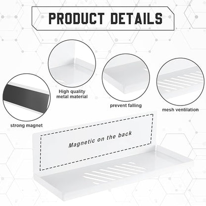 Therwen 4 Pack Magnetic Pegboard Shelves Wall Organizer Metal Pegboard Shelf Steel Tray Accessories Organizing Tools for Craf