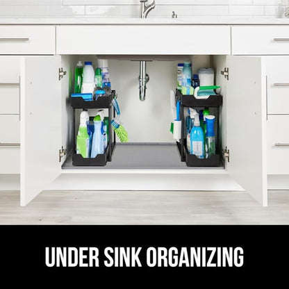 GORILLA GRIP Waterproof Silicone Under Sink Mat with Raised Lip for Kitchen and Bathroom, 34 x 22 in, Cabinet Shelf Liner Sta