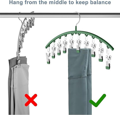Legging Organizer for Closet, Metal Yoga Pants Hangers 4 Pack w/10 Clips Holds 40 Leggings, Space Saving Hanging Closet Organ