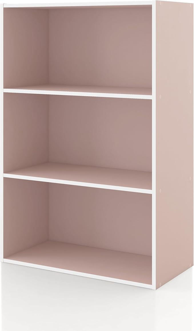 Homes: Inside + Out Apexa 3-Tier Cube Storage Organizer Shelves, Stackable Wood Bookcase Fits Cubby Bins for Organization, Do