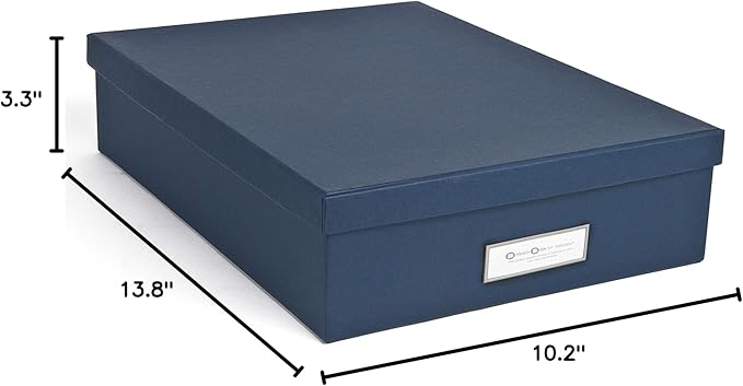 Bigso Oskar Fiberboard Label Frame Document Letter Box - File Organizer Box for Important Paperwork - Document Storage with a