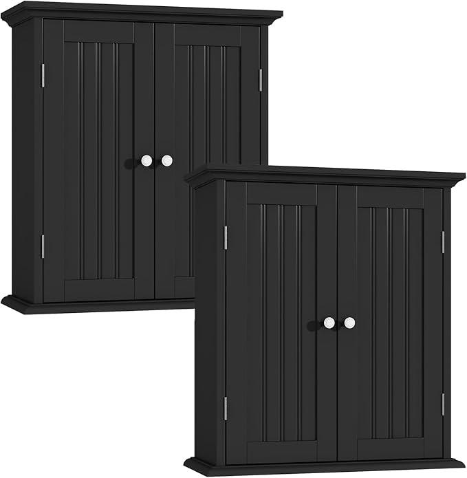 ChooChoo Bathroom Wall Cabinet Set of 2, Over The Toilet Space Saver Storage Cabinet, Medicine Cabinet with 2 Door and Adjust