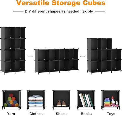 AWTATOS 8 Cube Storage Organizer, Closet Organizer Storage Shelf, Bookcase Bookshelf, DIY Stackable Storage Cubes Shelves for