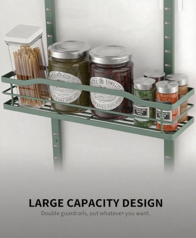 Moforoco Sage Green 9-Tier Over The Door Pantry Organizer, Pantry Organization and Storage, Black Hanging Basket Wall Spice R