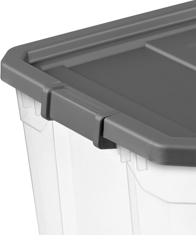 Sterilite 16-Pack Modular Stacker Box, Durable Clear Plastic Storage Bins with Latching Lids, 108 Quart - Stackable Organizin