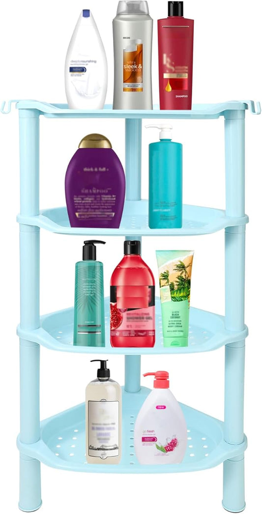 4 Tier Corner Shower Caddy, Rustproof, Plastic Shower Organizer for Bathroom, Bathtub, Shower pan, Bath Accessories Shower Ca