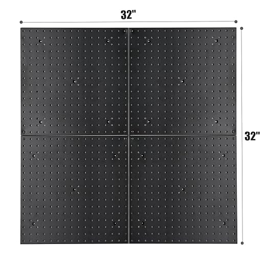 Pegboard Smith 16x16 inch Wall Tool Organizer Pegboard Panels, Black Metal Pegboard for Tool Storage, Workbench Tools Organiz