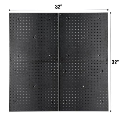 Pegboard Smith 16x16 inch Wall Tool Organizer Pegboard Panels, Black Metal Pegboard for Tool Storage, Workbench Tools Organiz