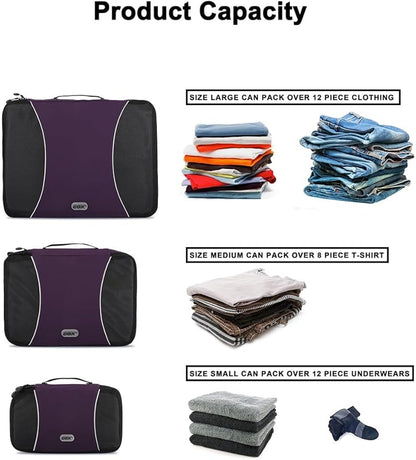 GOX Ultra Light 5 piece Packing Cubes Travel Luggage Organizer 1 Large 2 Medium 2 Small